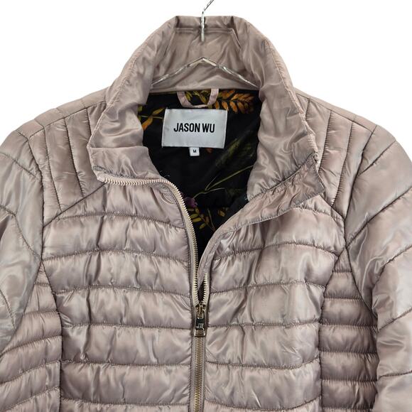 Jason Wu Lightweight Puffer Jacket Womens Medium Rose Light Pink Designer Logo - Picture 2 of 11